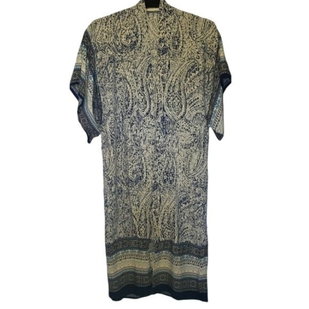 Elodie Paisley Split Sleeve Kimono Open Front Robe Size Small